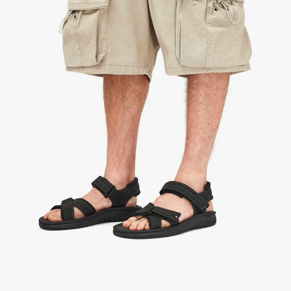 Wesley Shore Herren-Sandalen aus schwarzem Leder online