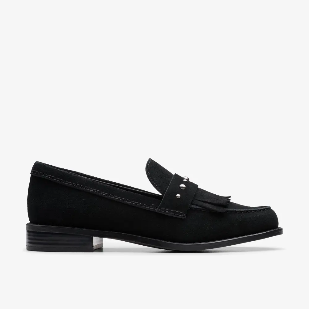 Hana Damen-Loafer aus schwarzem Wildleder online