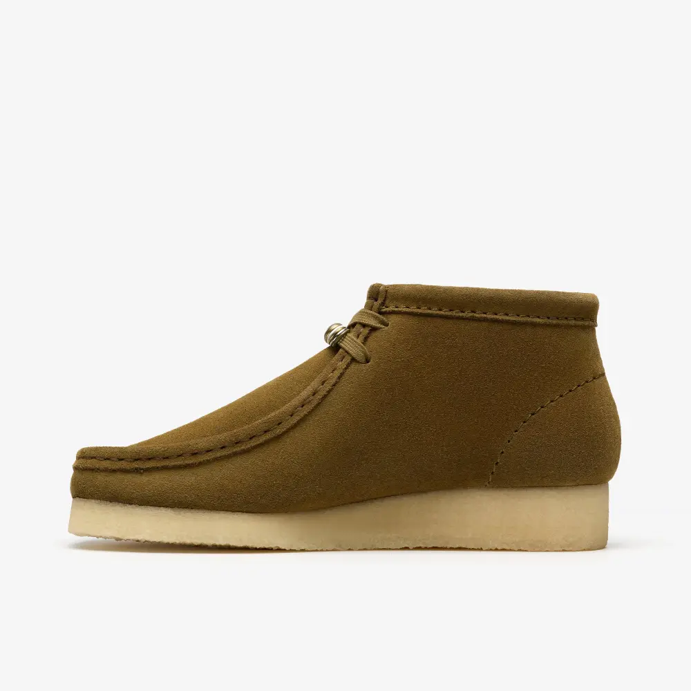 Wallabee Damenstiefel. Grünes Wildleder. online